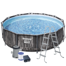 Каркасний басейн Bestway Wood 427 х 107 см, з фільтром, драбиною та тентом (5614Z)