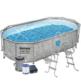 Каркасний басейн Bestway Ротанг 427 х 250 х 100 см, з фільтром, драбиною та тентом (56714)