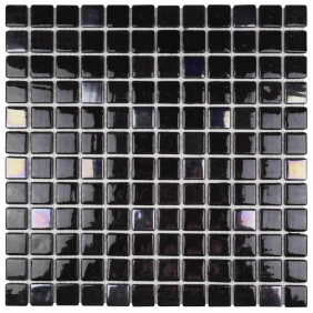 Мозаїка скляна Aquaviva Black Brilliant, лист 31,5 x 31,5 см, сегмент 25 мм, на сітці (KL118)