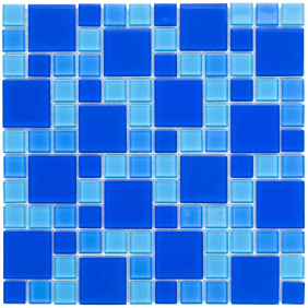 Мозаїка скляна Aquaviva Сristall Dark Blue, лист 30 x 30 см, сегмент 23-48 мм, на сітці (DCM305)