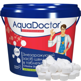 Хлор шоковий Aquadoctor C60T 0,9 кг маленькі таблетки 20гр