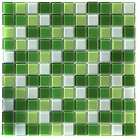 Мозаїка скляна Aquaviva Сristall Green Light, лист 30 x 30 см, сегмент 25 мм, на сітці (DCM173)