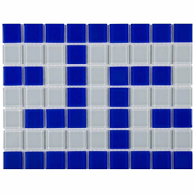 Фриз скляний грецький Aquaviva Cristall синьо-білий, лист 24,5 x 19 см, сегмент 25 мм, на сітці (B/W)