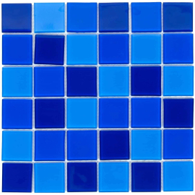 Мозаїка скляна Aquaviva Сristall Dark Blue, лист 30 x 30 см, сегмент 48 мм, на сітці (DCM306)