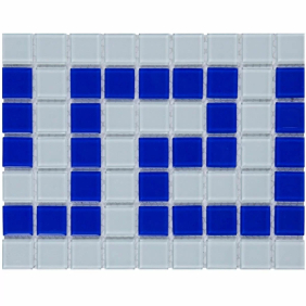 Фриз скляний грецький Aquaviva Cristall біло-синій, лист 24,5 x 19 см, сегмент 25 мм, на сітці (W/B)
