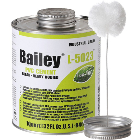 Клей для ПВХ труб Bailey L-5023, 946 мл, з пензликом густий для великих діаметрів