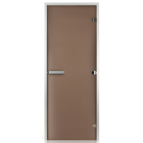 Двері скляні Greus Classic 80 x 200 см, алюміній, матове скло бронза, для хамама