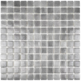 Мозаїка скляна Aquaviva Silver Gray, лист 31,5 x 31,5 см, сегмент 25 мм, на сітці (KL041)